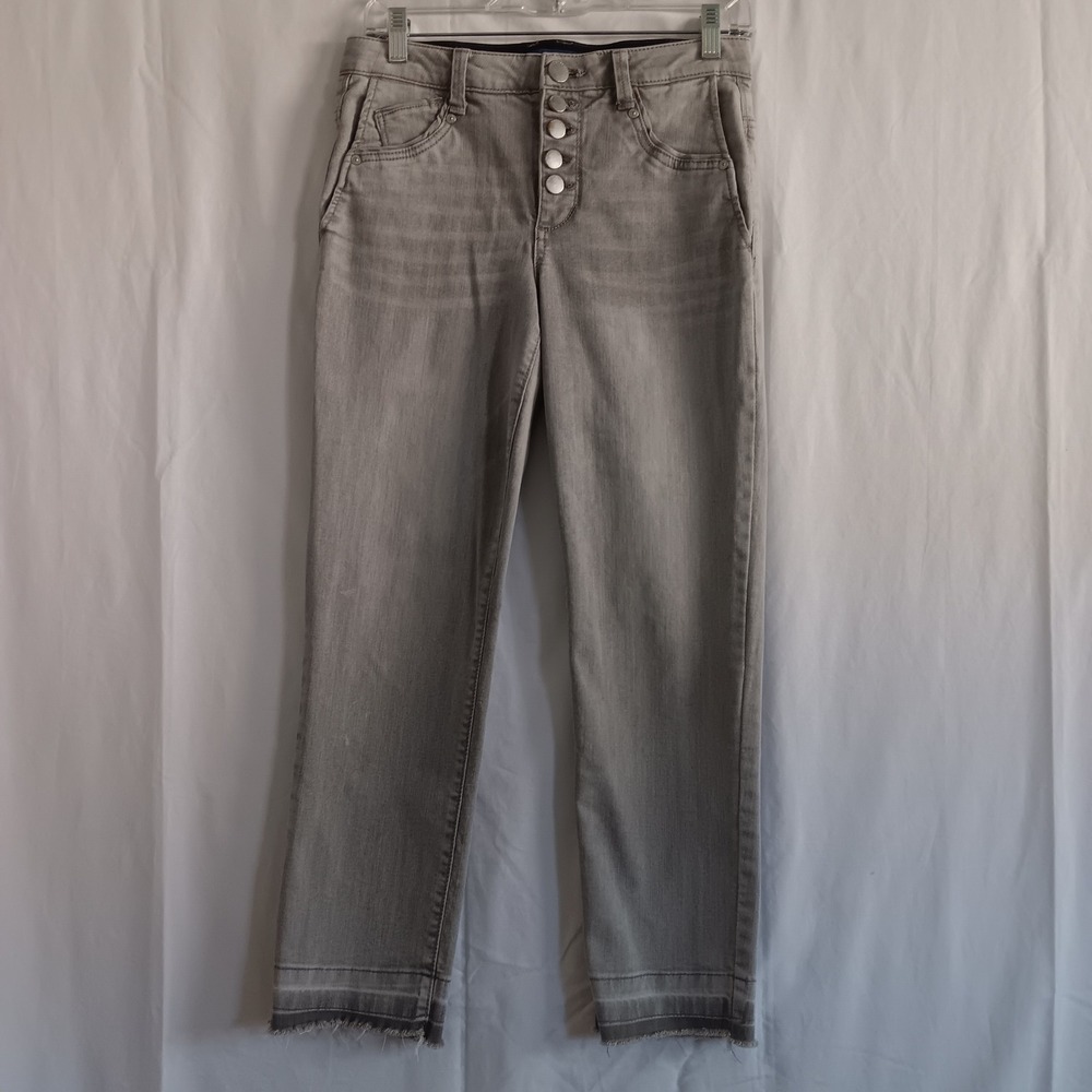 Democracy Ab"solution" Jeans Womens 4 Grey Excellent Exposed Button Raw Hem